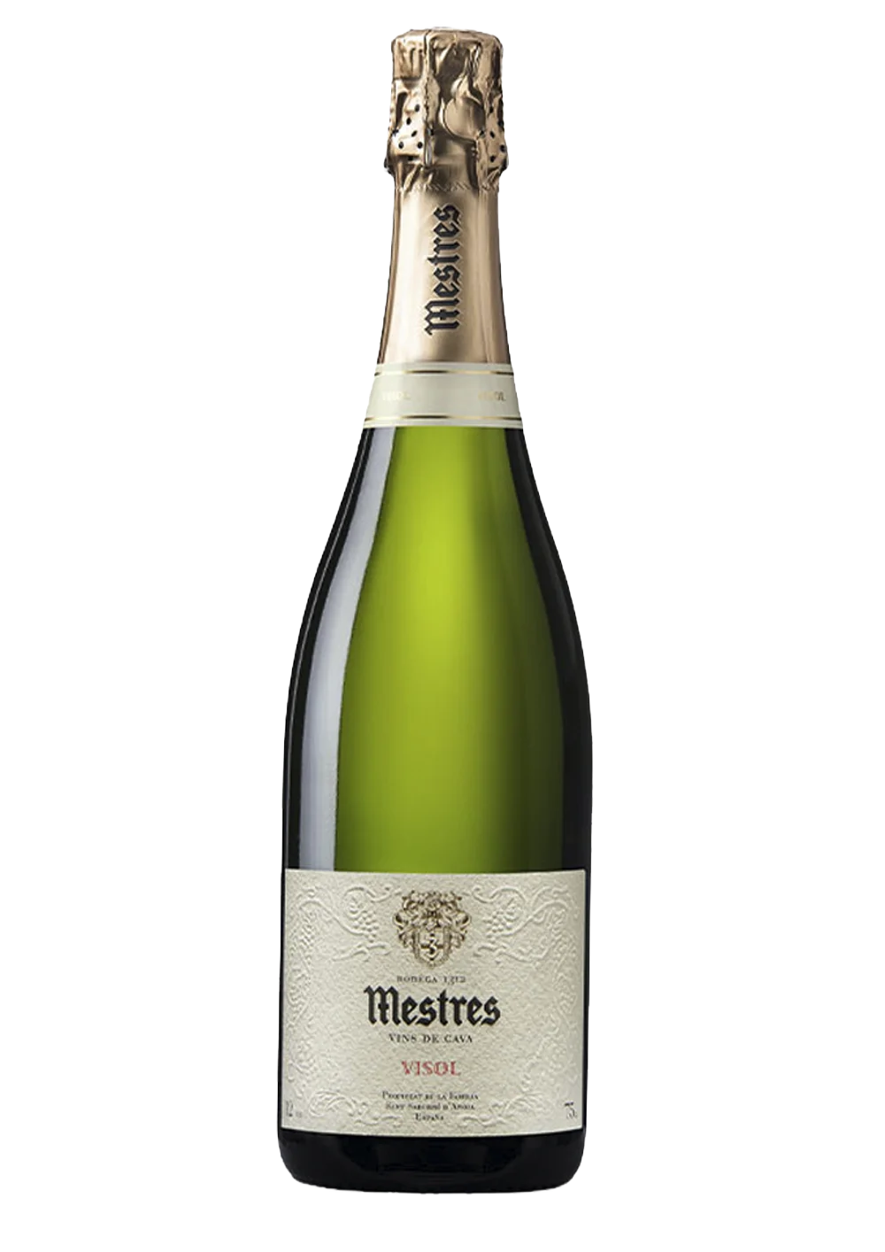 Ampolla de Visol, vi escumós DO Cava del celler Mestres