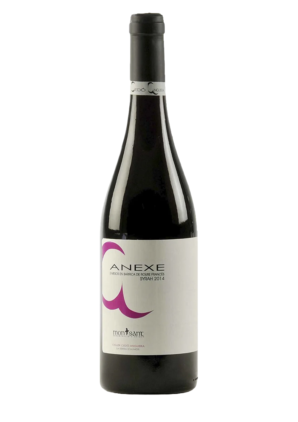 Botella de Anexe Syrah, vino tinto DO Montsant de la bodega Cedó Anguera
