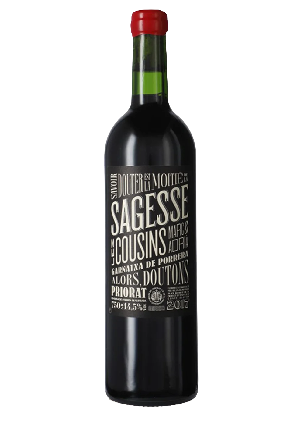 Ampolla de Les Cousins Sagesse Blanc de Noir, vi negre DOQ Priorat