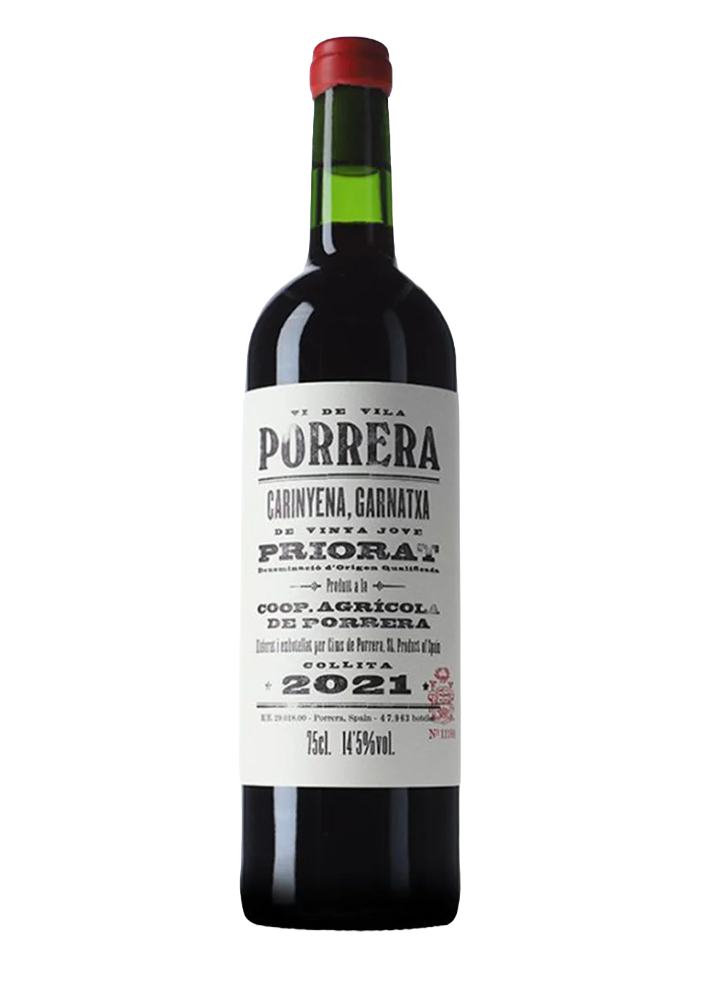 Ampolla de Vi de Vila de Porrera Negre, vi negre DOQ Priorat del celler Les Cousins