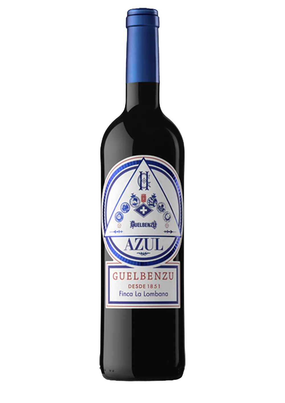 Botella de Guelbenzu Azul, vino tinto VT Ribera del Queiles