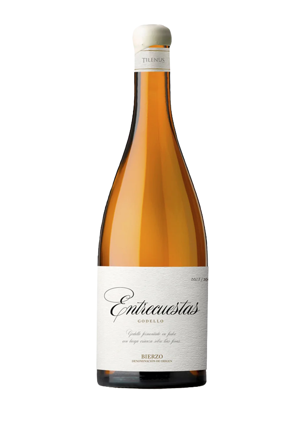 Botella de Tilenus Entrecuestas, vino blanco DO Bierzo de la bodega Bodegas Estefanía (Tilenus)