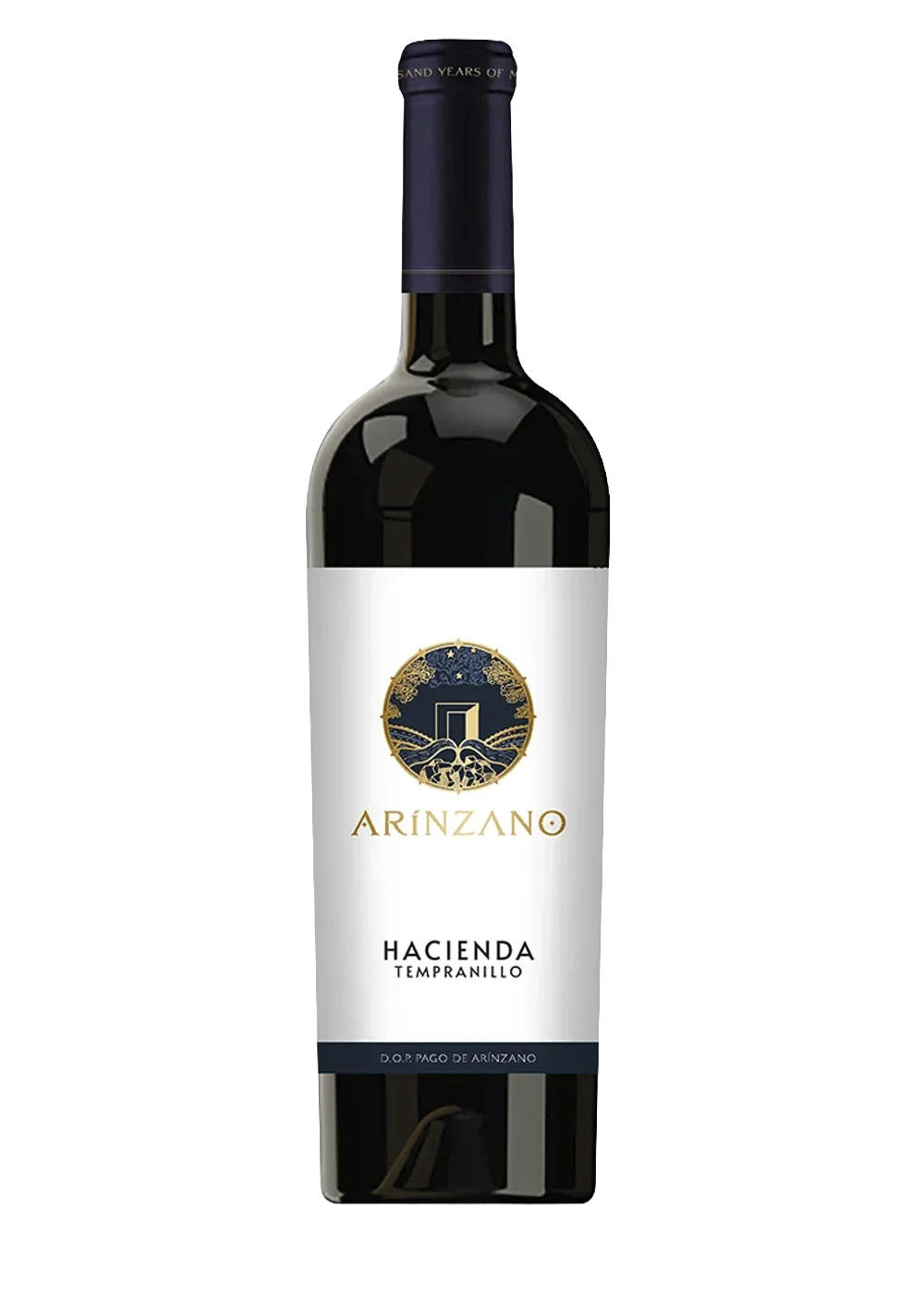 Bottle of Hacienda de Arínzano Tempranillo, red wine DO Pago de Arínzano